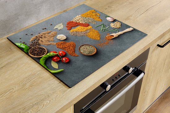 Kruiden en Lepels - Snijplank ingrediënten en pasta - Inductie Beschermer