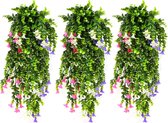 3 stuks trompetbloem kunstplant hangend 65 cm kunstmatige hangplanten zoals echte klimopplant klimop kunstmatig voor binnen buiten tuin wanddecoratie roze wit paars