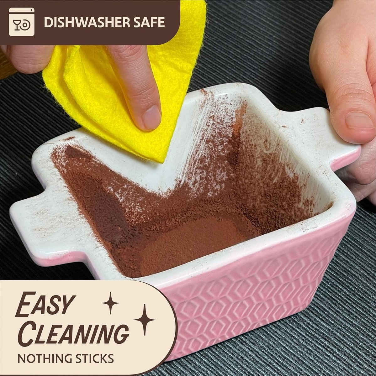 Mini keramische ovenschaal set van 4 - Stapelbaar - Kras- en snijbestendig - Geschikt voor oven & airfryer - Vaatwasmachinebestendig - Roze — cadeau in Kookcadeaus - foto 7