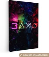 Canvas schilderij 20x30 cm - Wanddecoratie Gaming - Modern - Game - Neon - Gameroom - Muurdecoratie woonkamer - Kamer decoratie modern - Abstracte schilderijen