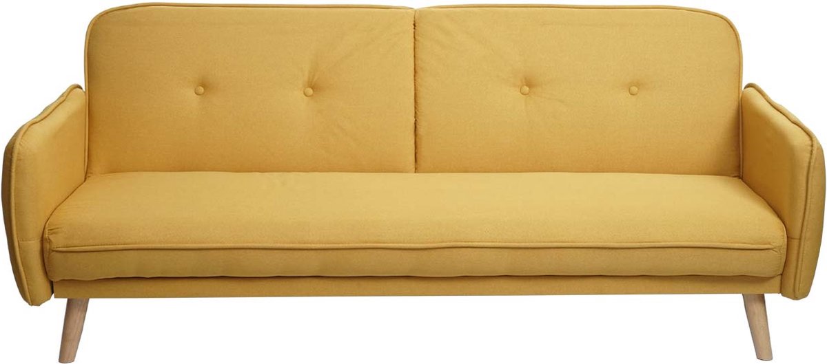 Cosmo Casa Slaapbank - Bank - Opvouwbare Bank - Logeerbed - Slaapfunctie - Stof/Textiel - 185cm - Geel