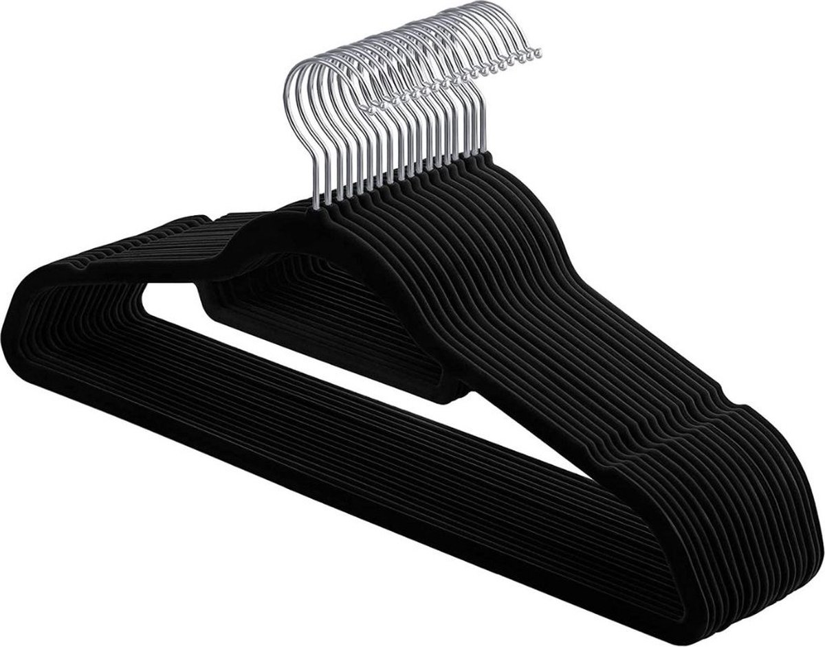 Hoppa! - Zwarte Plastic Kledinghangers 20 Stuks – Zwart – Plastic