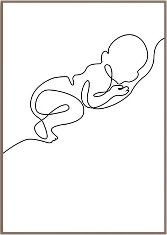 Allernieuwste.nl® Canvas Schilderij *BABY* - Kunst aan je Muur - Mens en Lichaam - Minimalistisch - Zwart-Wit - 50 x 70 cm