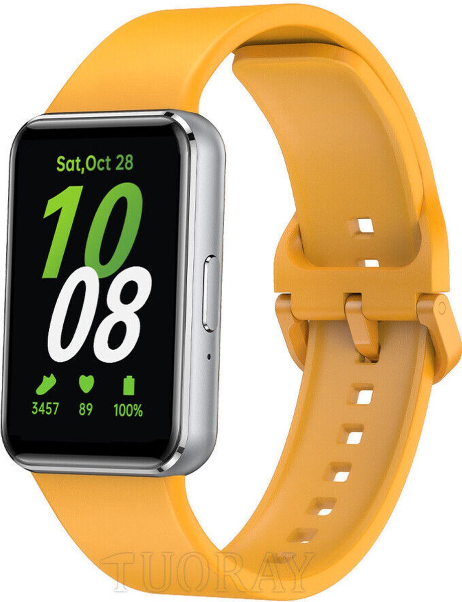 Strap-it Smartwatch siliconen bandje met gesp - geschikt voor Samsung Galaxy Fit 3 (geel)