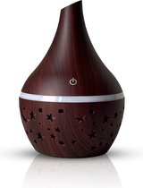 Aroma diffuser luchtbevochtiger 300ml met sterren - Geurverspreider - Humidifier - Darkwood - 7 kleurstijlen