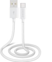 Musthavz Braided USB-A naar USB-C 1 Meter - Wit/White