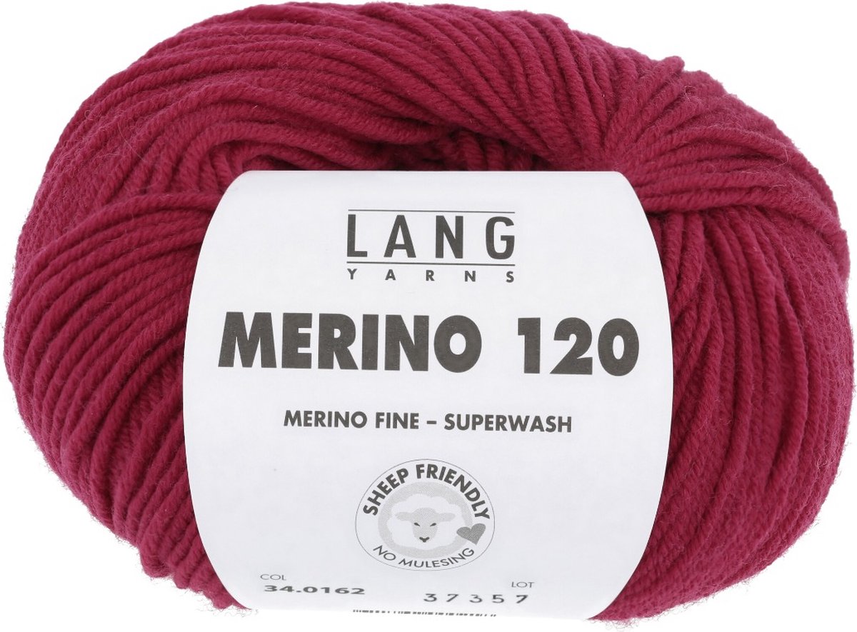 Lang Yarns Merino 120 - 162 bordeaux - Merinowol Garen
