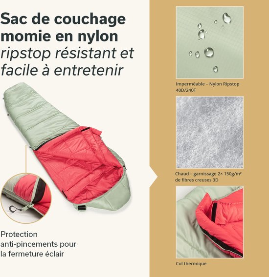 Skandika Schlafsack Gjora | Mumienschlafsack für Erwachsene, 3-4 Jahreszeiten, Nylon-Ripstop, kompakt, wasserabweisend, Packsack | Outdoor, Camping, Wandern, Winter
