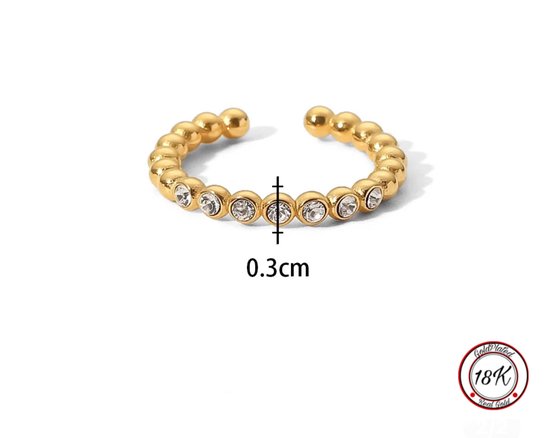 Soraro White Zirkonia Ring | Goud | Wit | 18K Goldplated | Zirkonia | Klemring | Vrouwen Sieraden | Dames Ringen | Vrouwen Ringen