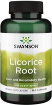 Swanson - Licorice Root Extract - Zoethout wortel (Glycyrrhiza glabra) - 450mg - 100 Capsules