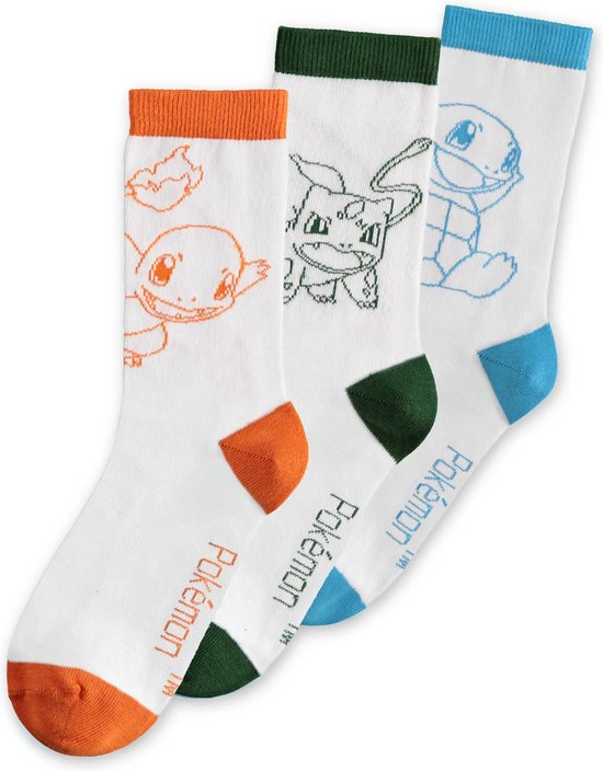 Pokémon - Set van 3 paar sokken - 43/46 - Wit - Starters