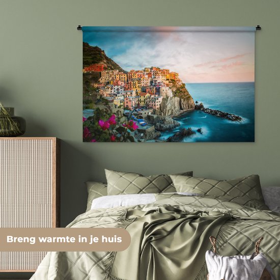 Tapisserie Italie - Maisons le long d'une falaise en Italie Tapisserie coton 150x100 cm - Tapisserie avec photo