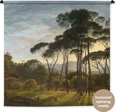 Wandkleed - Wanddoek - Italiaans landschap met parasoldennen - Schilderij van Hendrik Voogd - 120x120 cm - Wandtapijt