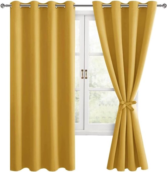 Set van 2 thermische verduisteringsgordijnen met inslagringen, gordijnen, verduisterend, isolerend, ondoorzichtig 160 x 135 cm (h x b), bordeauxrood