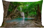 Buitenkussens - Tuin - Erawan Waterval in jungle Thailand foto - 60x40 cm