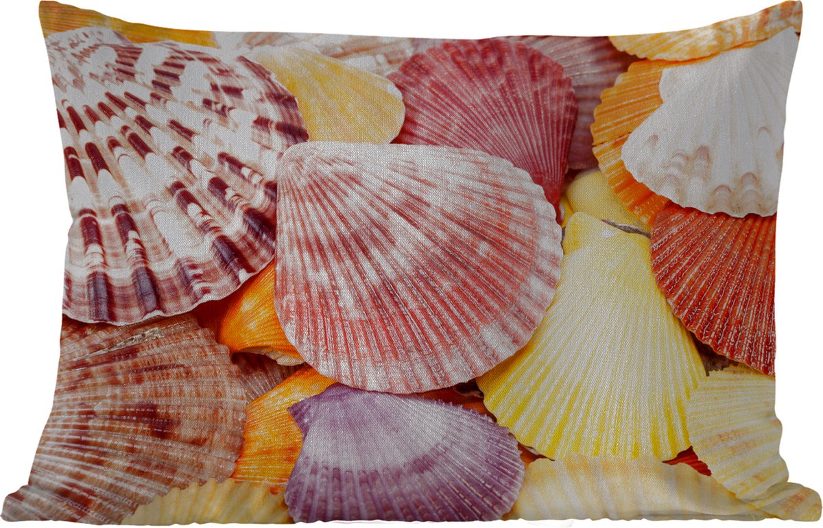 Buitenkussens - Tuin - Schelpen - Rood - Geel - Strand - Zomer - 50x30 cm