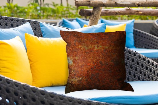 Coussin d'extérieur résistant aux intempéries - Rouille - Vintage - Acier - 50x50 cm