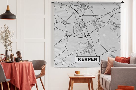 Wandkleed - Wanddoek - Kerpen - Kaart - Stadskaart - Duitsland - Plattegrond - 180x180 cm - Wandtapijt