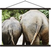 Posterhanger incl. Poster 120x90 cm - Schoolplaat - Olifant - Dieren - Grijs - Natuur - Textielposter - Zwarte latten