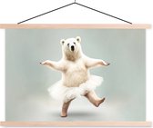 Schoolplaat - IJsbeer - Rok - Dieren - Wit - Portret - Muurdoek - 150x100 cm - Textielposter - Wanddecoratie