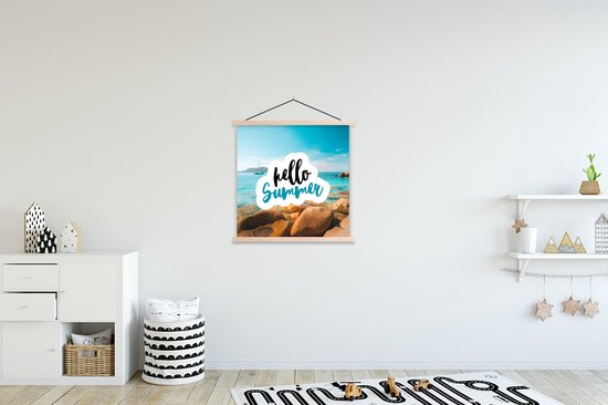 Porte-affiche avec affiche - Affiche scolaire - Été - Devis - Bateau - 60x60 cm - lattes vierges