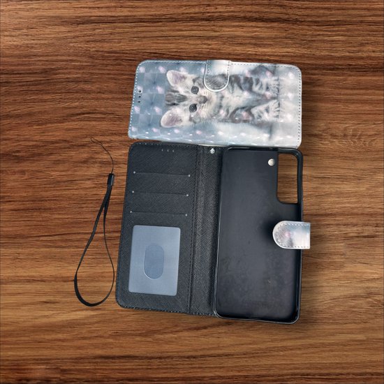 Portemonnee Book Case Hoesje Geschikt voor: Samsung Galaxy S21 FE - Kat Print
