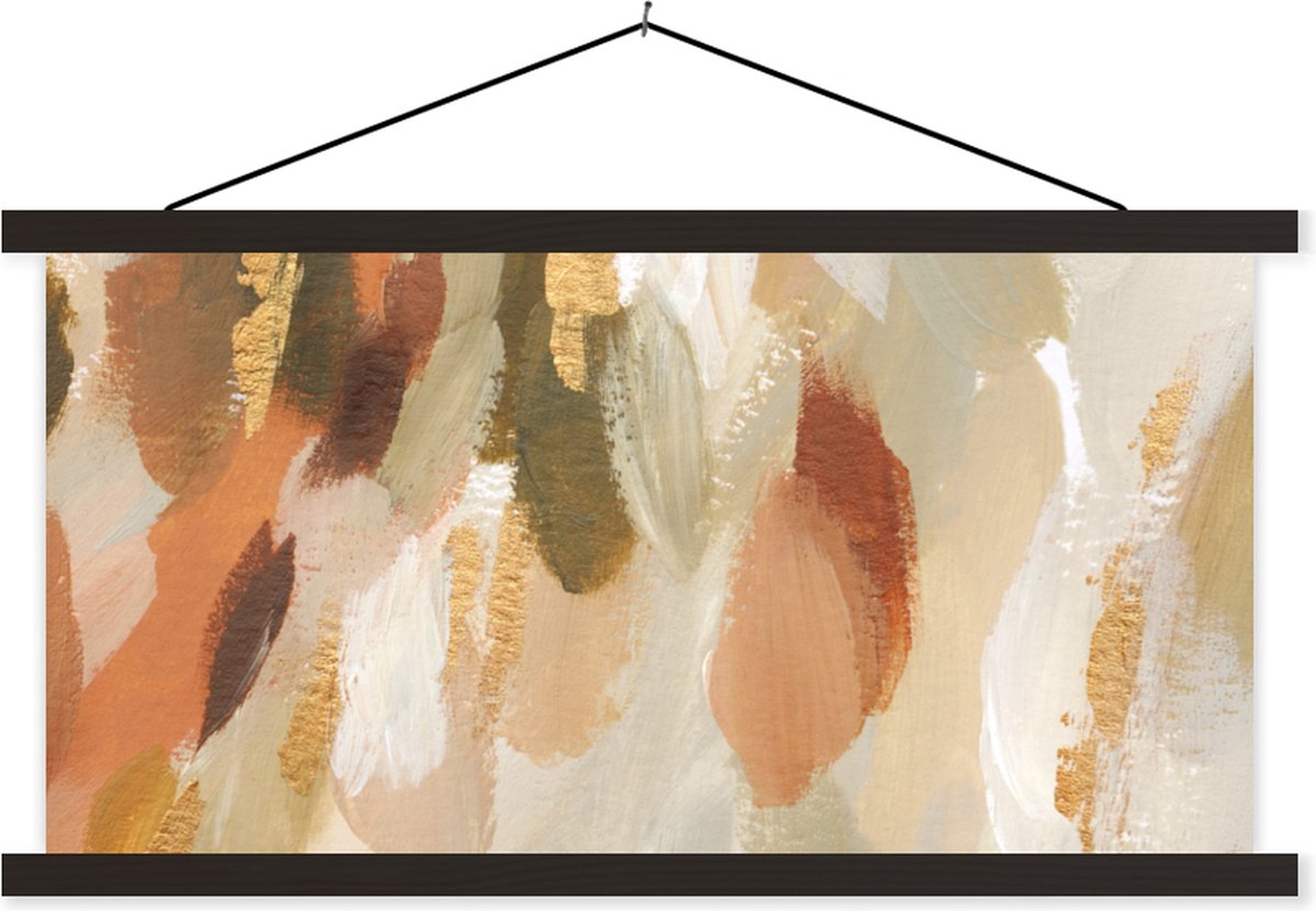Posterhanger incl. Poster 150x75 cm - Schoolplaat - Verf - Rood - Goud - Textielposter - Z