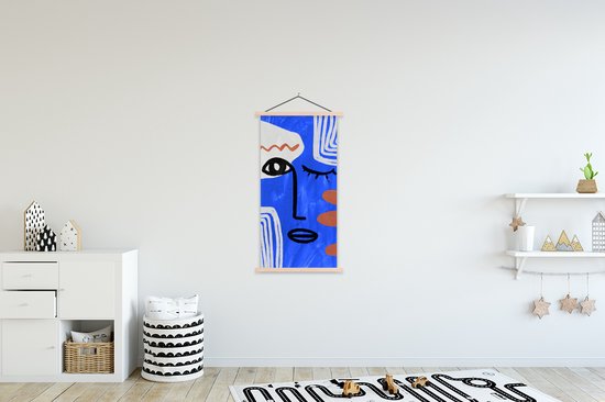 Porte-affiche avec affiche - Affiche scolaire - Visage - Blauw - Abstrait - 60x120 cm - lattes vierges