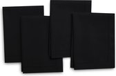 Katoenen servetten met holle zoom, set van 4, effen zwart, afmetingen 43 x 43 cm, servetten voor eettafeldecoratie, wasbaar en herbruikbaar