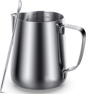 CHPN - Melk opschuimset - Melkkan met Art Pen - Barista - Cappuccino maken - Melkkannetje - 350 ML - Melkopschuimkan - Koffie maken - Koffie art - RVS