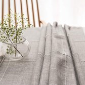 Nappe en coton et lin pour tables rectangulaires, maille solide, broderie, décoration de table de cuisine, salle à manger (135 x 180 cm, gris)