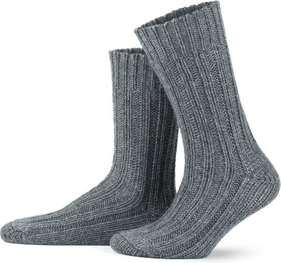GoWith-4 paires-chaussettes en laine d'alpaga-chaussettes extra épaisses-chaussettes maison-chaussettes chaudes-chaussettes d'hiver-chaussettes thermo-chaussettes cadeaux-gris-anthracite-taille 43-46