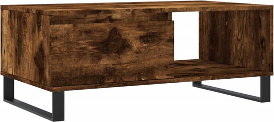 vidaXL - Salontafel - 90x50x36,5 - cm - bewerkt - hout - gerookt - eikenkleurig