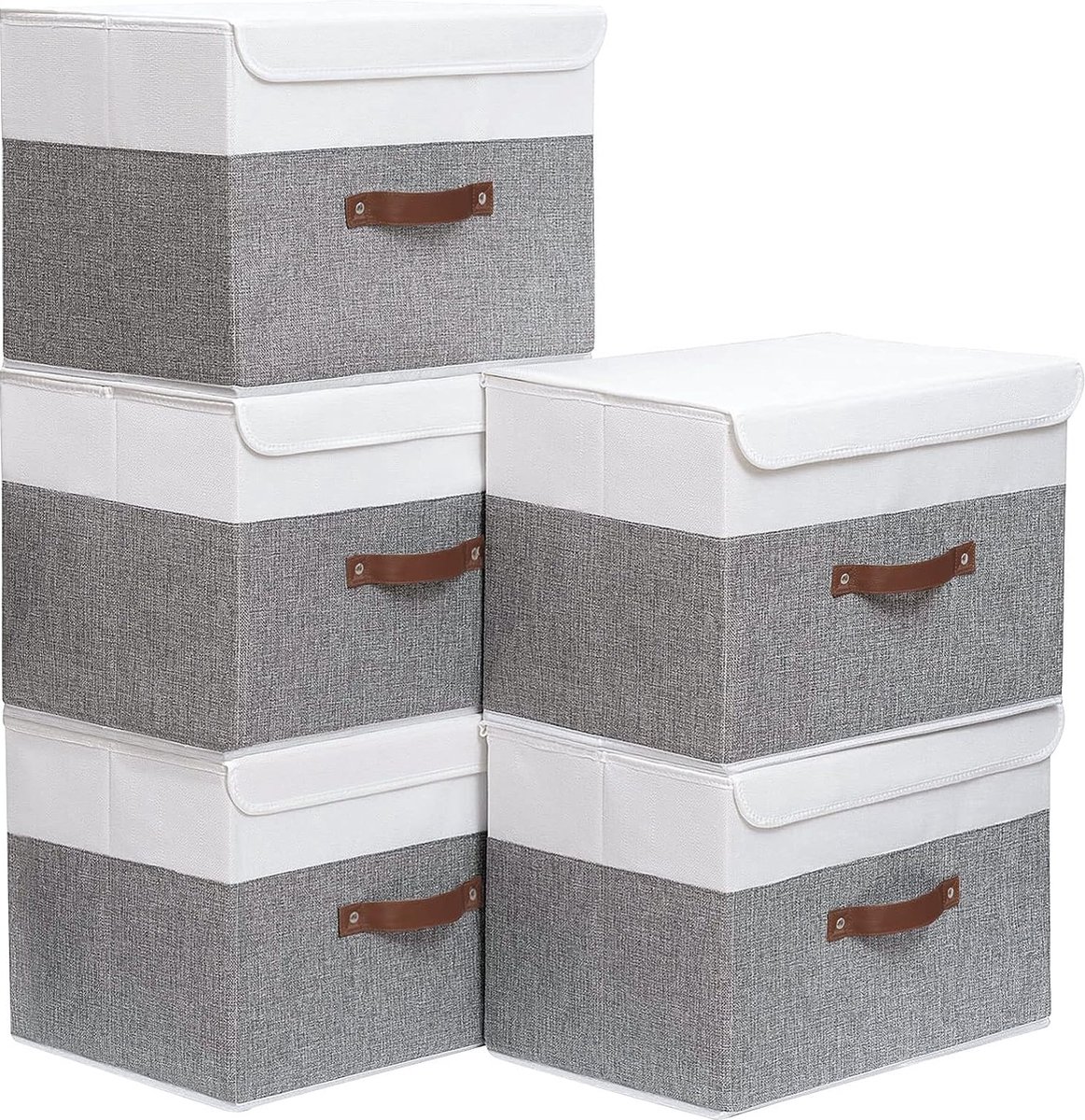 Opbergdozen met deksels, 3-pack, opvouwbare opbergbak met handvat, voor het, 45x30x30cm