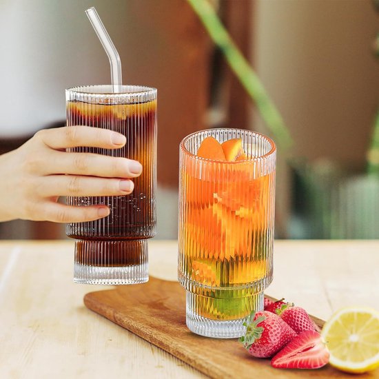 Hebterrka Aesthetic Clean Girl drinkglas met deksel en rietje, glas met roze strik, inclusief glazen rietje, metalen rietje en reinigingsborstel