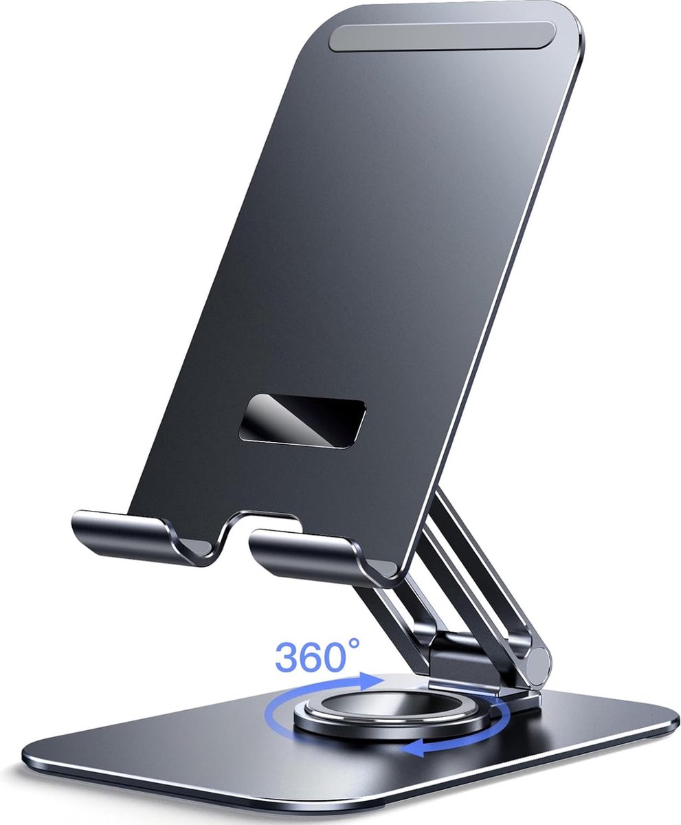 Tablet Standaard, Verstelbare Draaibare Bureauhouder met 360 Graden Roterende Basis, Opvouwbare Houder voor Pad/iPad Pro/Air/Mini, Galaxy Tab A8/A7 Lite/A7/S8/S7, Tab/Phones(4-13