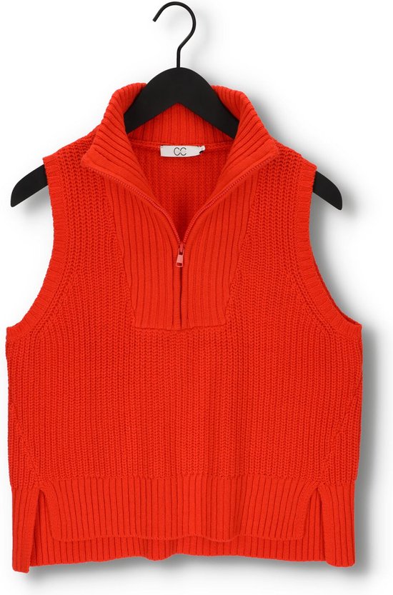 CC Heart Emily Zip Knit Vest Truien & vesten Dames - Sweater - Hoodie - Vest- Oranje - Maat XL