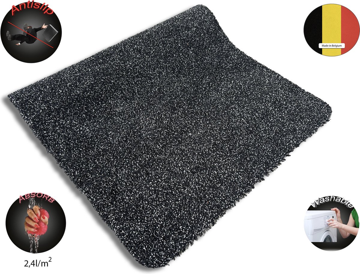JYG Tapijtloper KATCOT 120 x 280 cm – XXL Droogloopmat – Katoen & Microvezel – Antraciet Donkergrijs / Antraciet