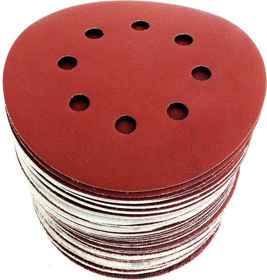 Foto: Schuurschijven diameter 125 mm 8 gaten set van 60 stuks schuurbladen slijpschijven voor ex centerschuurmachines 10 x p40 10 x p60 10 x p80 10 x p120 10 x p180 en 10 x p240