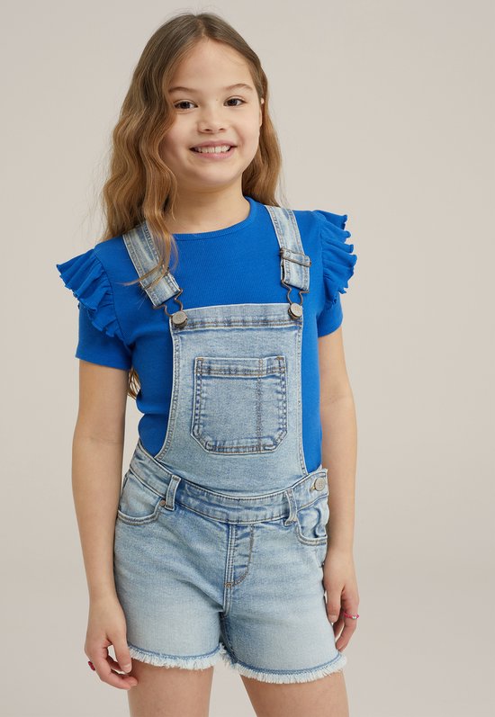 WE Fashion Meisjes denim tuinpak met stretch