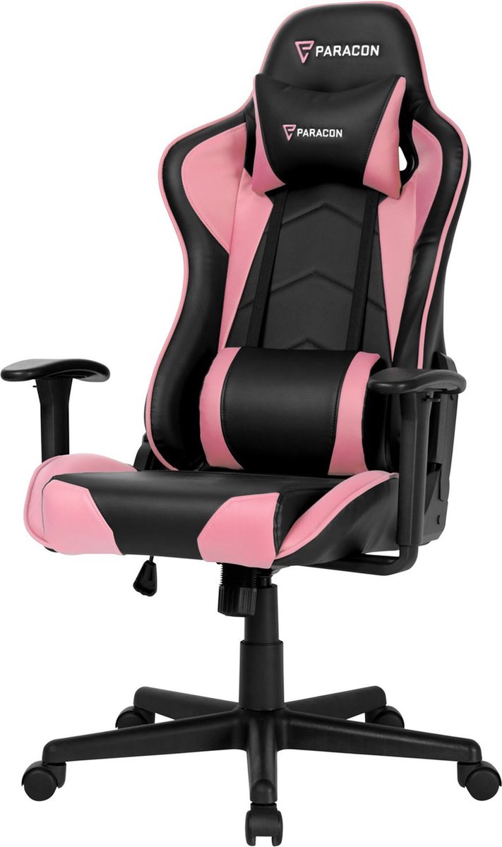 Paracon Brawler gamestoel incl. kussen voor nek en lenden roze.