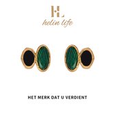 helin Life - Boucles d'oreilles clous femme - malachite - Aiguille Tremella 925 - Cadeau - Couleur or