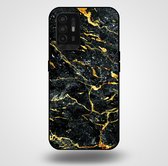 Smartphonica Telefoonhoesje voor OPPO A94 5G met marmer opdruk - TPU backcover case marble design - Goud Zwart / Back Cover geschikt voor Oppo A94 5G