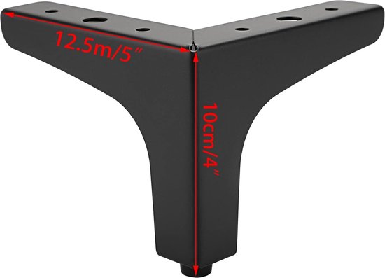 4 Stuks Metalen Meubelpoten,Zwart Vervangende Meubelpoten,Moderne Metalen Driehoek Meubelvoeten,doe-het-zelf Vervanging voor Kastpoten/TV-Kastpoten/Bankpoten Voeten Been (20cm/7.87in