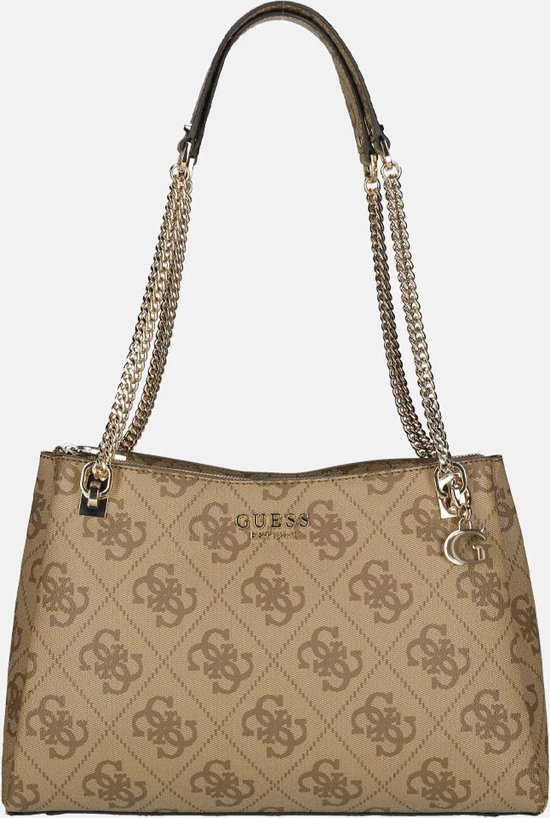 Guess Eliette logo girlfriend carryall shopper latte logo