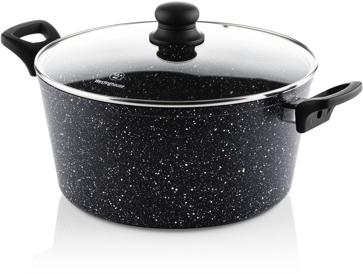 Bol.com Westinghouse Braadpan – Ø 28 cm – Inductie – Inclusief Deksel – Black Marble aanbieding