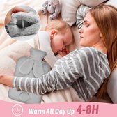 Warmwaterkruik met Hoes - Zachte Premium Pluche Hoes - 2 L Kruik - Warmwaterkruik voor Pijnverlichting van Rug, Nek en Schouderklachten - Ideaal Cadeau voor Vrouwen en Kinderen (A-Grijs)