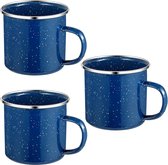 3 tasses émaillées, gobelets en acier inoxydable émaillé, théière, tasse à café, set de tasses 3 pièces, passent au lave-vaisselle et peuvent être grillées, pour outdoor/camping et comme cadeau