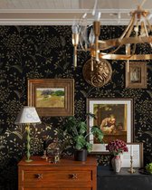 Zelfklevend behang, zwart goud behang, 44 x 300 cm, wandbekleding, zelfklevend, afneembaar, vinyl, meubelfolie, zelfklevend, voor woonkamer, slaapkamer, muur, kasten, decoratie