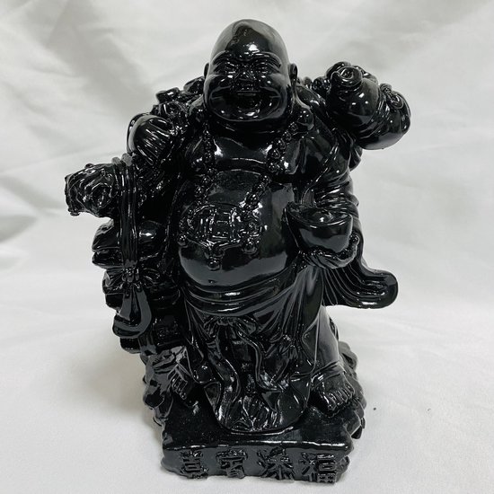 Boeddha geluk rijkdom en voorspoed - Wijsheid FengShui zwart 13cm